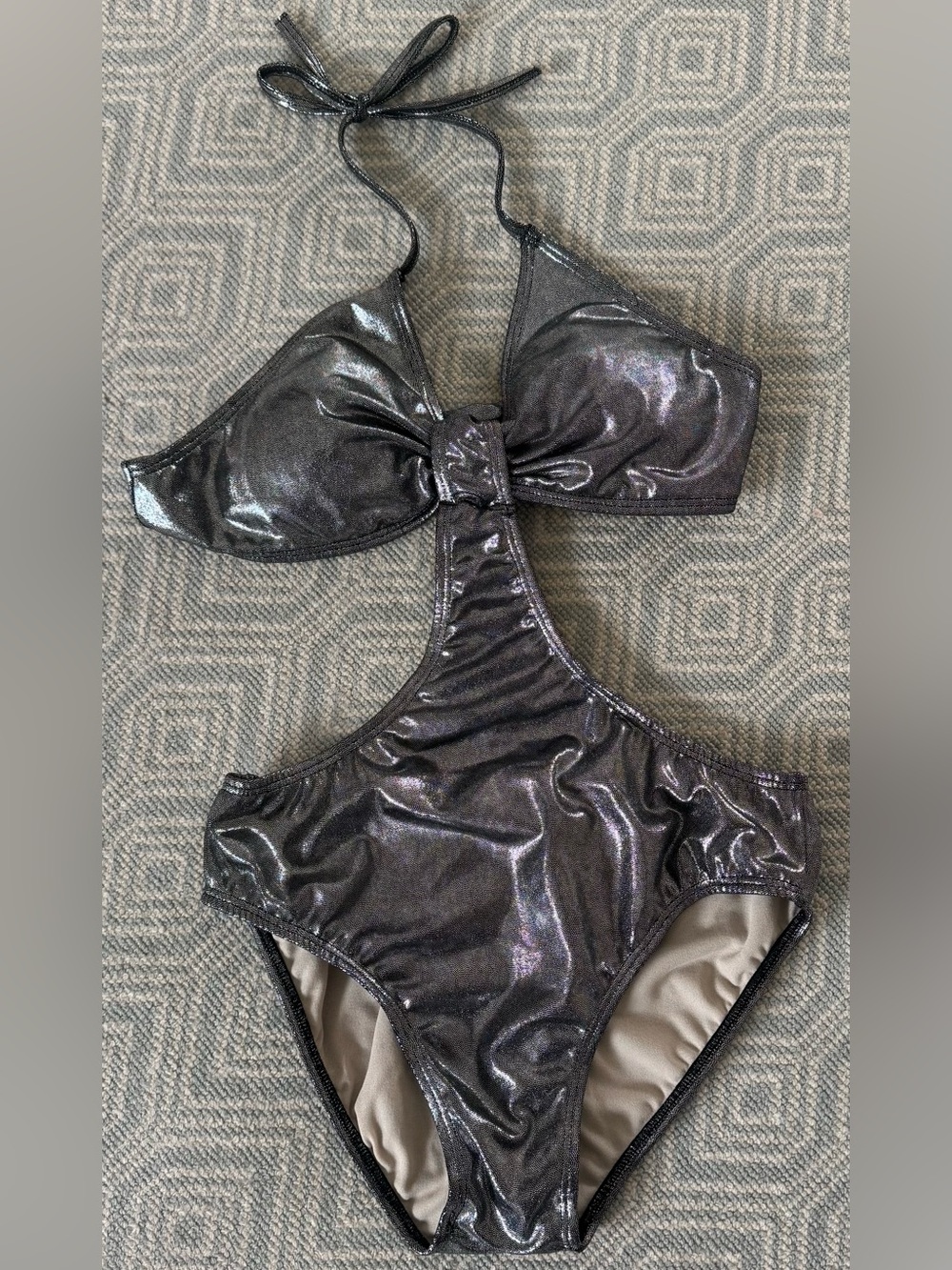 Girls Metallic Shimmer One-Piece Swim Suit (Junior L)